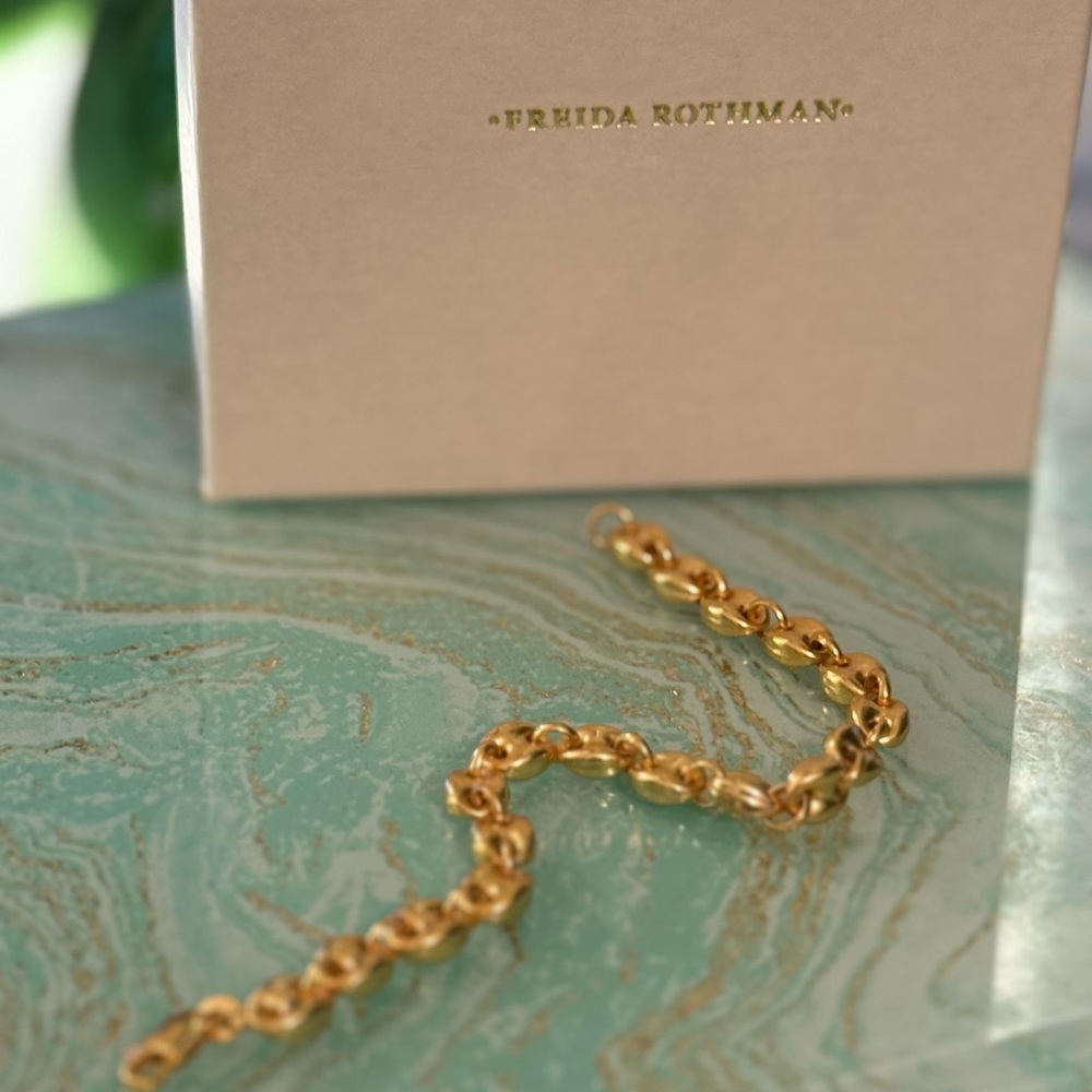 Freida Rothman Polished Gold Link Bracelet